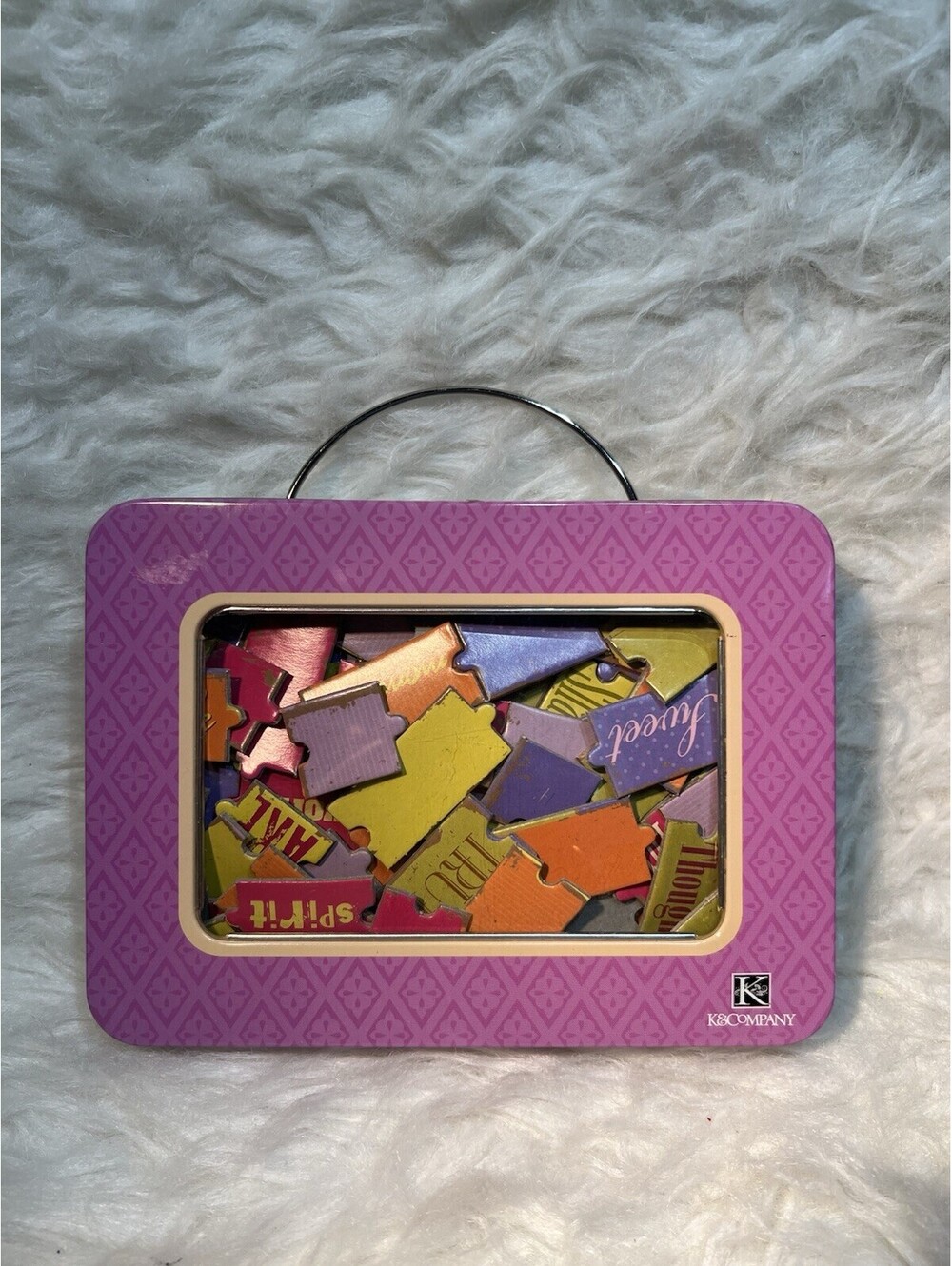 K&Company Tin Box Chipboard To Go - Interlocking Puzzle Pieces scrapbooking set